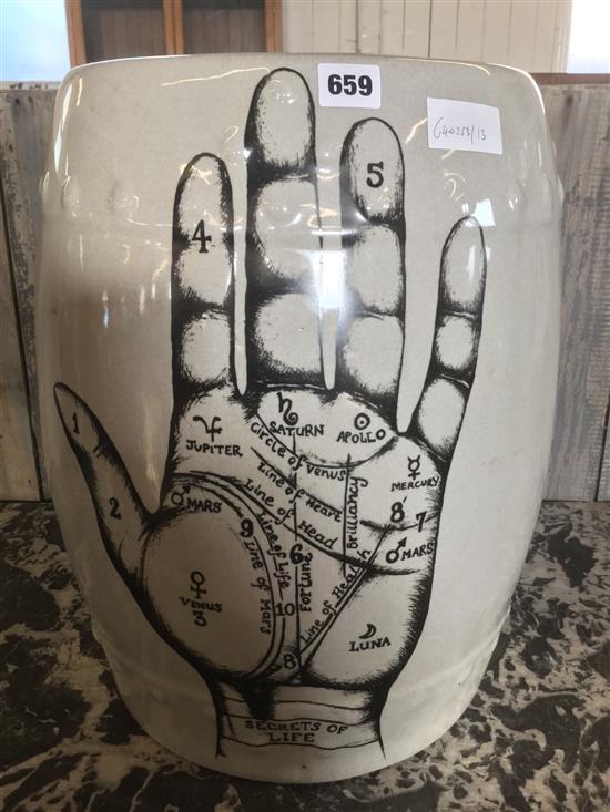 Palmistry design ceramic garden seat